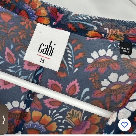 Cabi Lindsey Tank Navy Multi Color Floral Raw Hem Tank #5391 - Size M - Picture 4 of 5